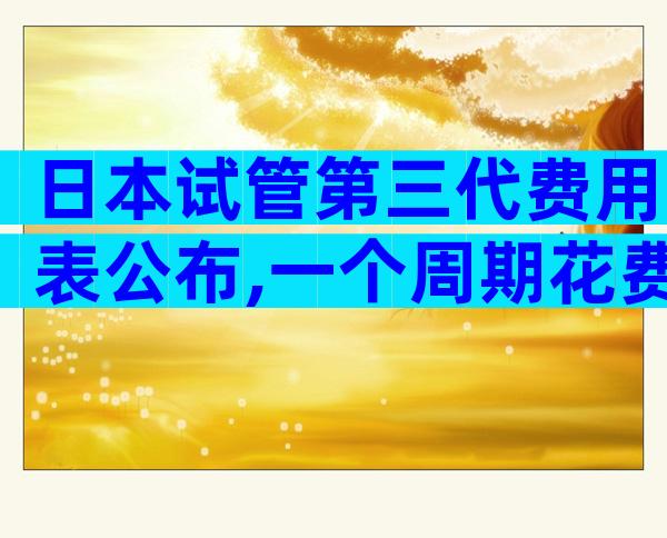 日本试管第三代费用表公布,一个周期花费避免 超过7万